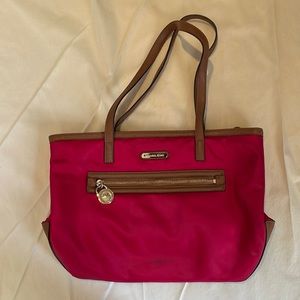 Michael Kors dark pink and leather shoulder bag